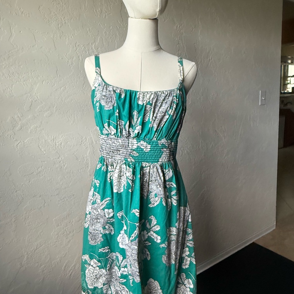 dressbarn Teal and White Floral Midi Dress